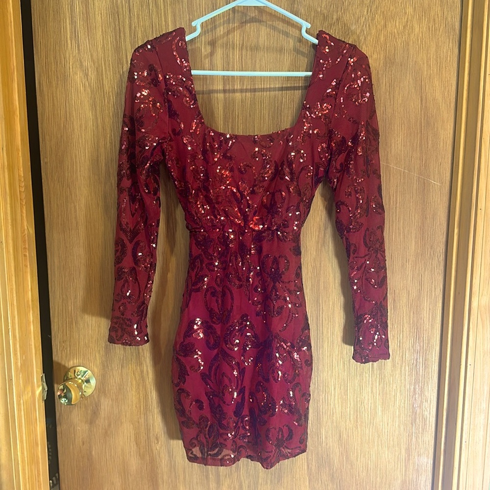 Maroon Sequin Homecoming dress